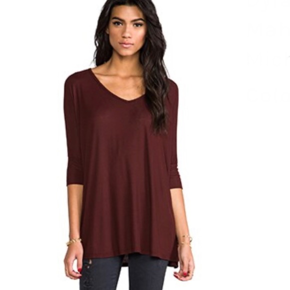 Michael Lauren Tops - Michael Lauren brown v neck micro ribbed quarter sleeve oversized top medium